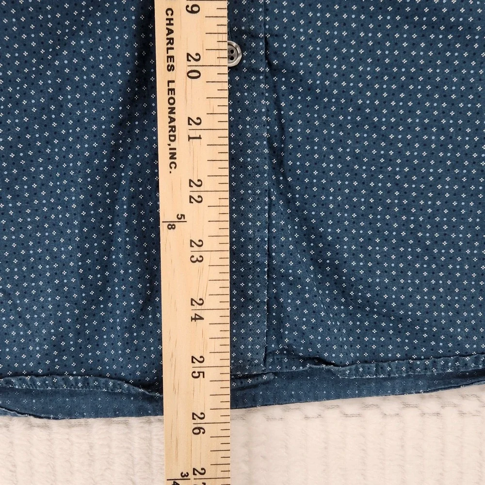 Banana Republic Standard Fit Shirt Navy Blue Micro Dot Button Up Mens Small
